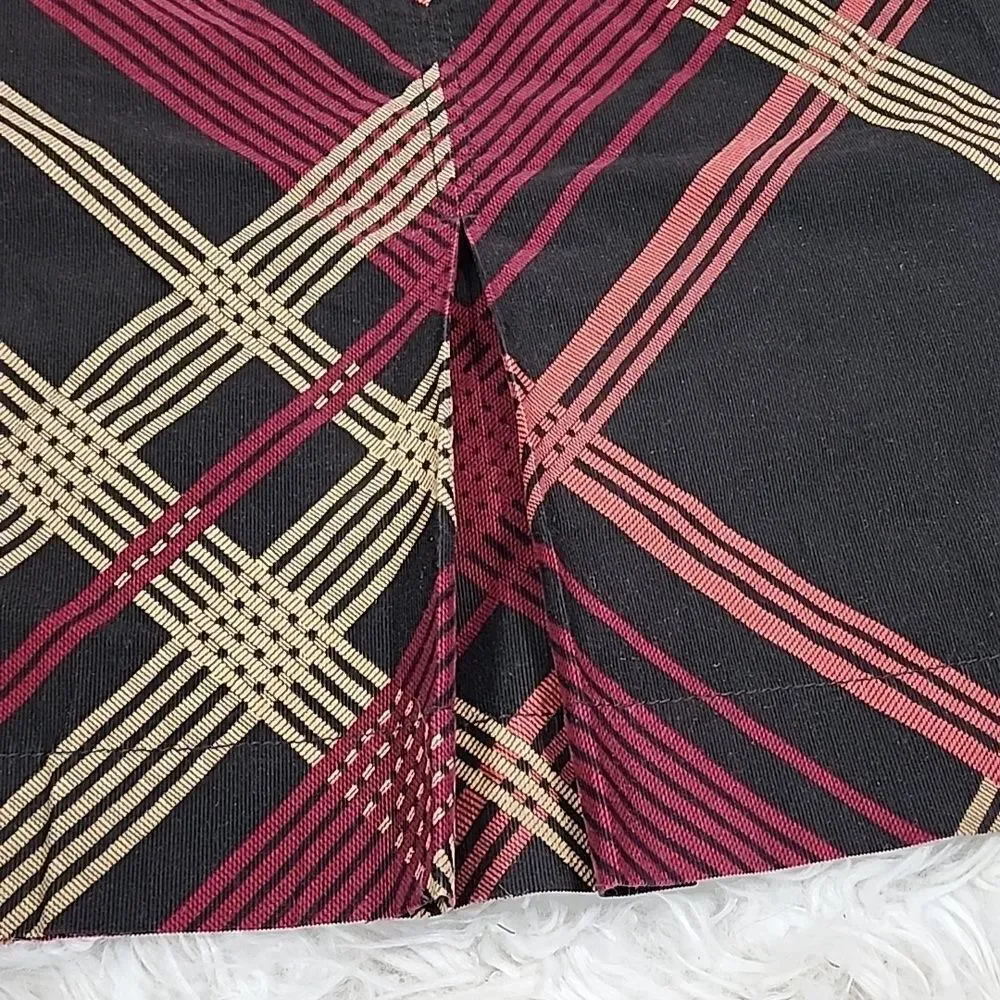 Corduroy Plaid Burgundy Wine Plum Chocolate Brown Salmon Skirt